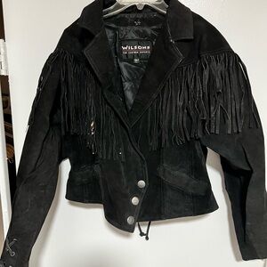 Wilson Vintage Black Leather Fringe Jacket